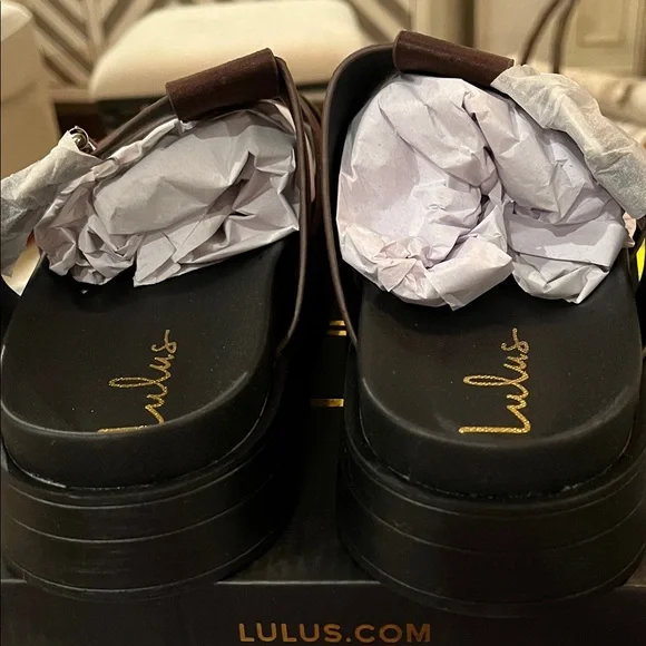 Lulus Surie Chocolate Brown Suede Strappy Flatform Slide Sandals/NIB/Size 8 - Picture 11 of 15